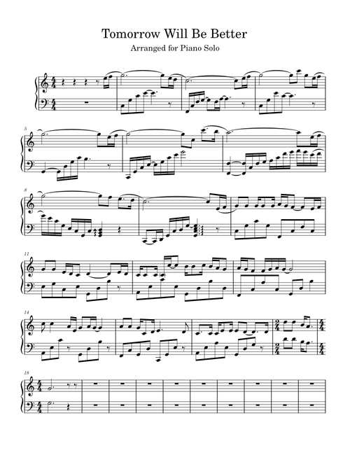 明天會更好 (Tomorrow Will Be Better) – Lo, Ta-yu (Piano Solo)