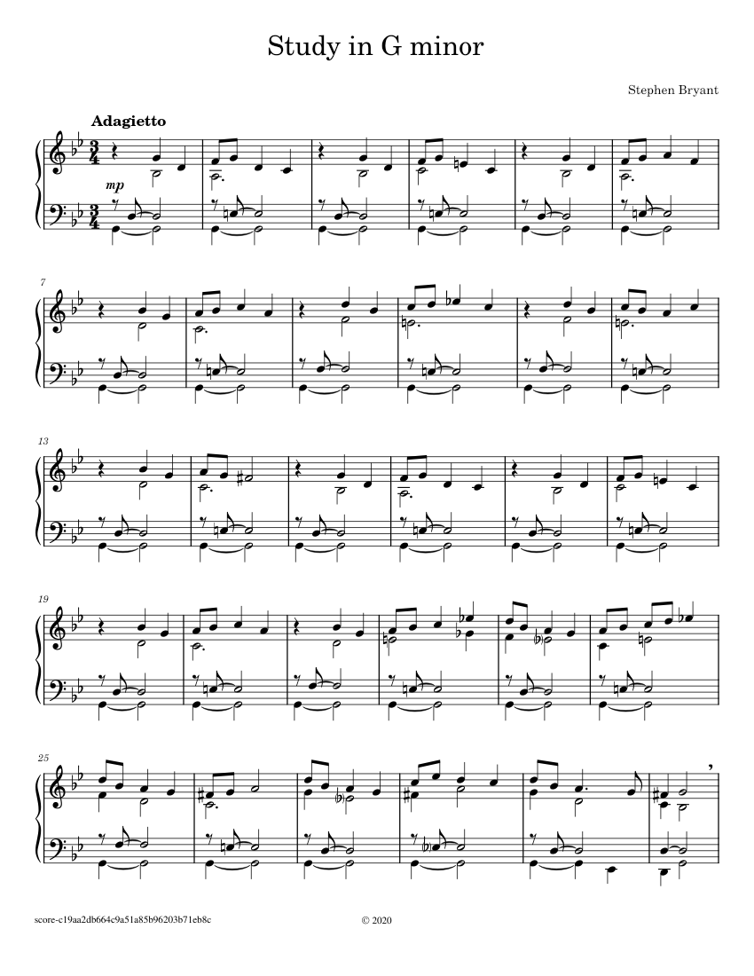 Study in G minor Sheet Music for Piano (Solo) easy | MuseScore.com