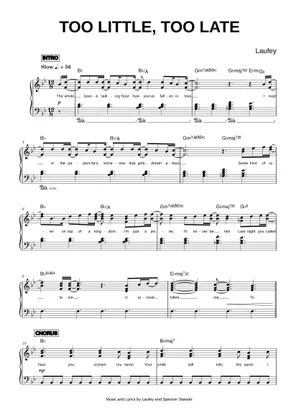 Too Note Too Little, Too Late – laufey Sheet Music for Piano (Solo) | MuseScore.com