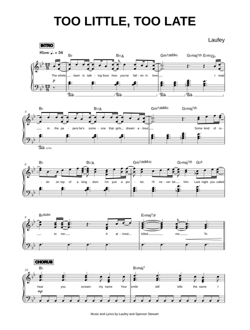 Too Little, Too Late - Laufey (Piano)