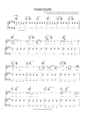 Videotape – Radiohead - In Rainbows Sheet Music for Piano