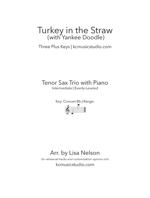 Turkey in the Straw - Tenor Sax Trio with Piano Accompaniment (Arr. Lisa Nelson) - Traditional (Small Ensemble)
