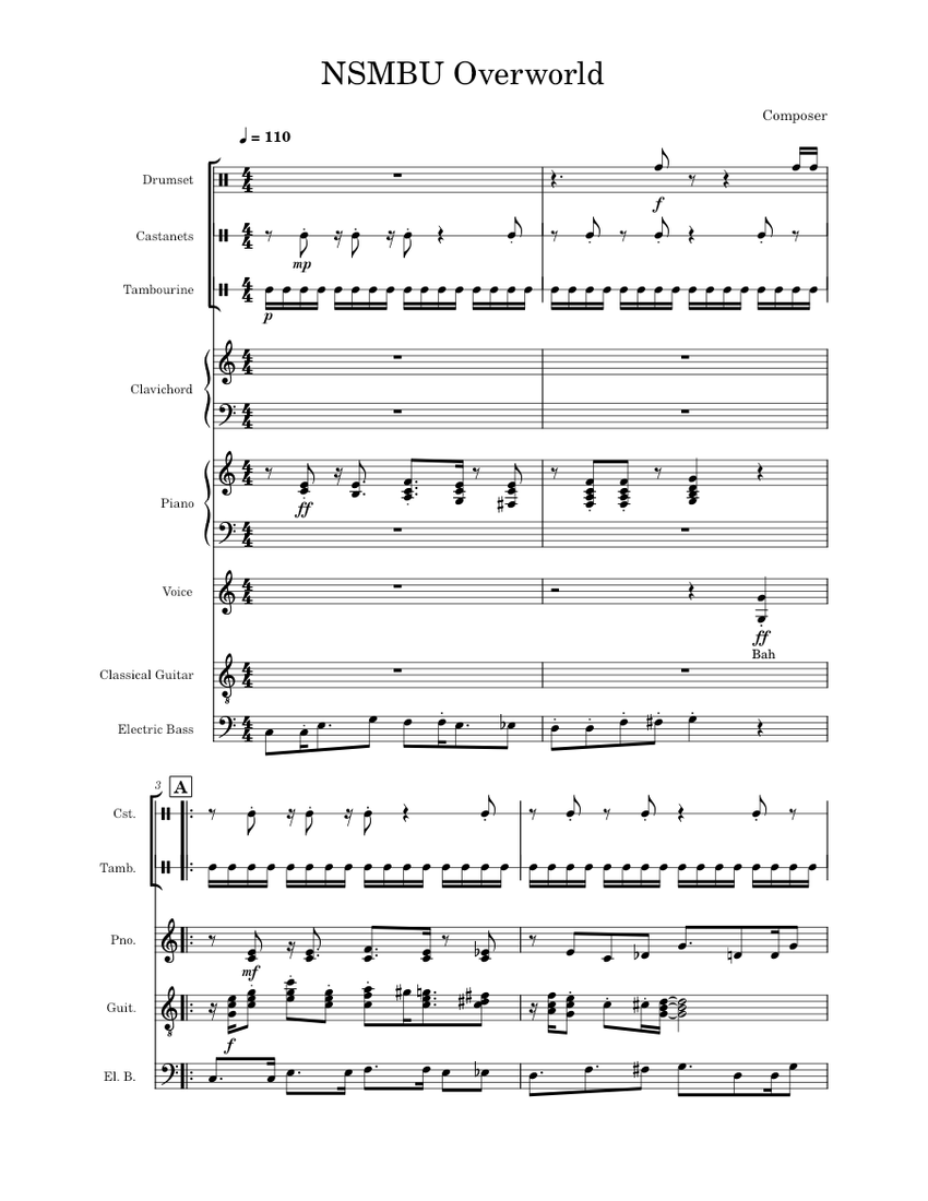 Overworld Theme - New Super Mario Bros. U – Koji Kondo (2012) Sheet ...