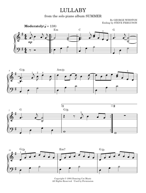 George Winston sheet music by timstudy1 | Play, print, and