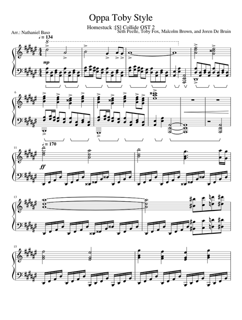 Oppa Toby Style - Homestuck: [S]: Collide OST 2 For Piano