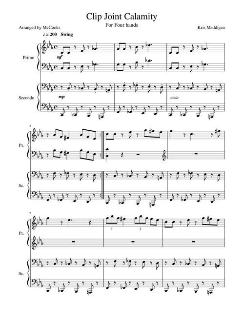 Clip Joint Calamity for two pianos