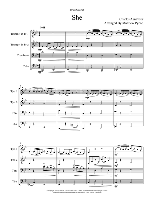 She (Arr. Matthew pyeon) - Elvis Costello (Brass Ensemble)