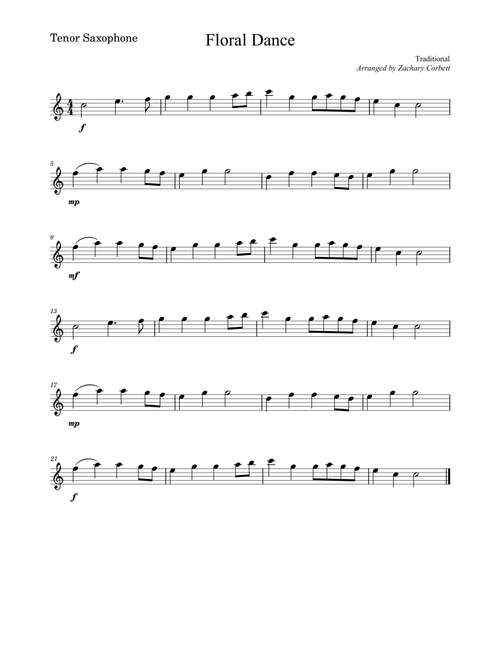 Floral Dance (Arr. Zachary Corbett) - Traditional (Tenor Sax Solo)