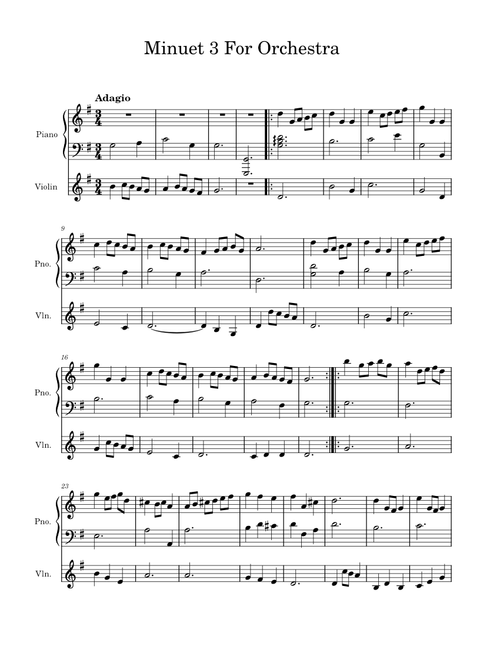 Minuet In G Major, BWV Anh.114 – Johann Sebastian Bach (Piano with Violin Accompaniment)