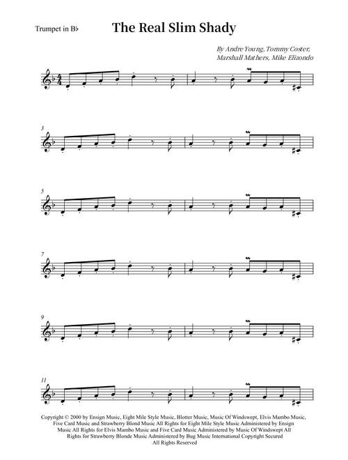 The Real Slim Shady (Arr. Wesley S. SIlva) - Eminem (Trumpet Solo)