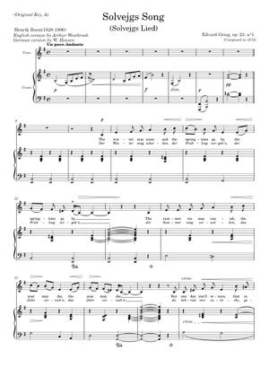 Play Official version of Solveig's Song Sheet Music by Edvard