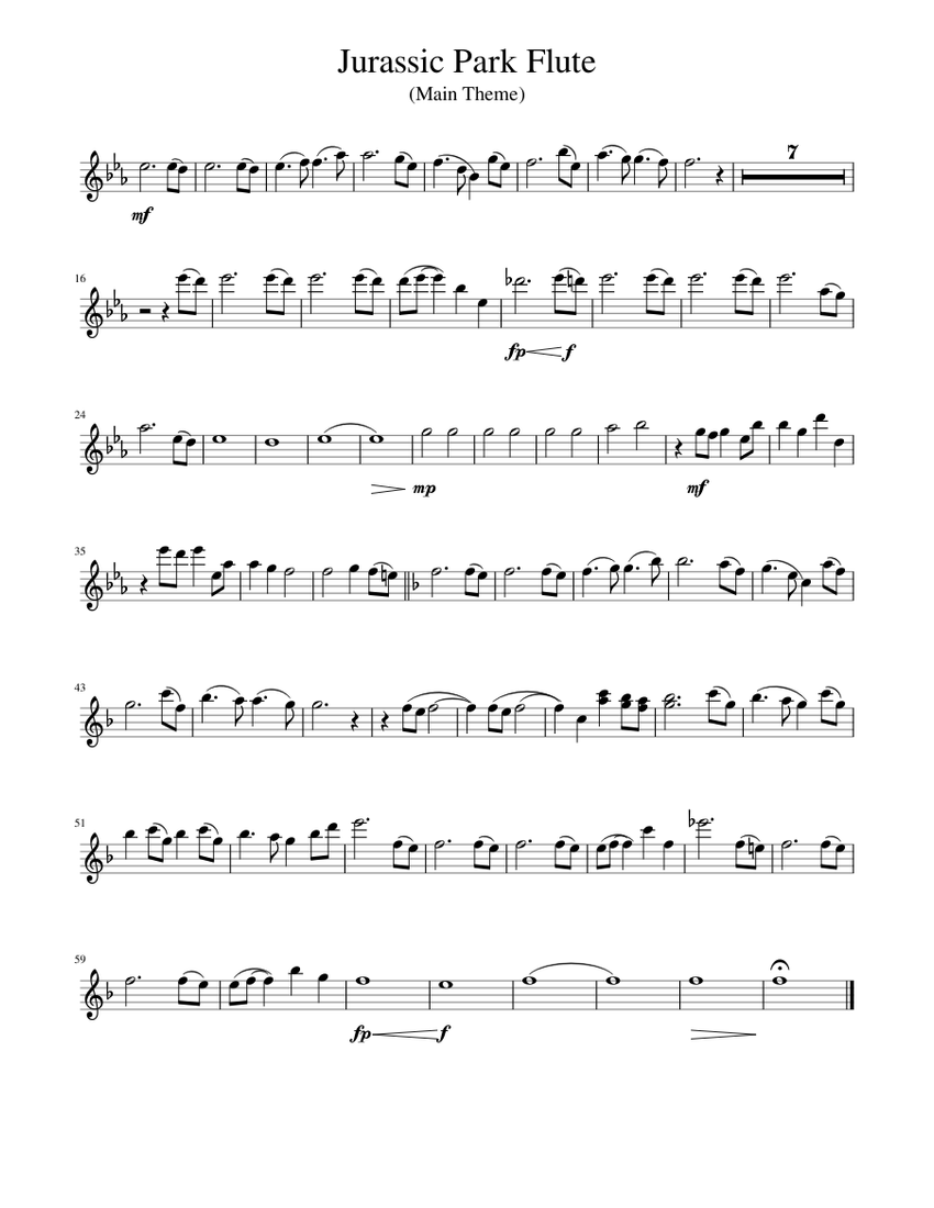 Jurassic Park Flute Sheet music for Flute (Solo)