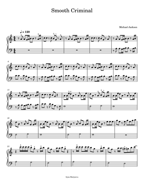 Bad Man (smooth Criminal) (Arr. Iryna Martynova) - Polo G (Piano Solo)