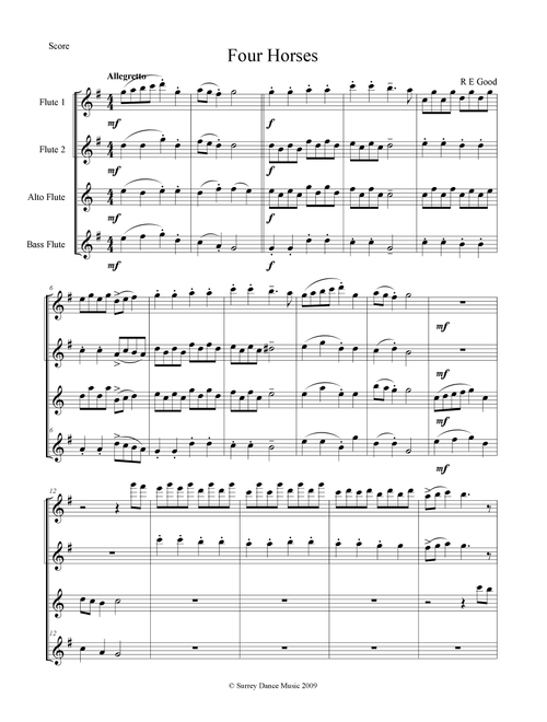 Four Horses for flute choir - Bob Good (Woodwind Ensemble)