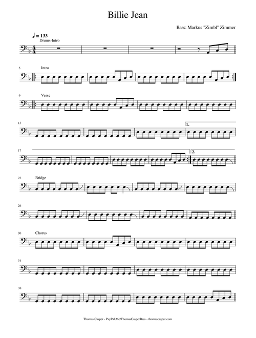 Billie Jean - Bass Transcription