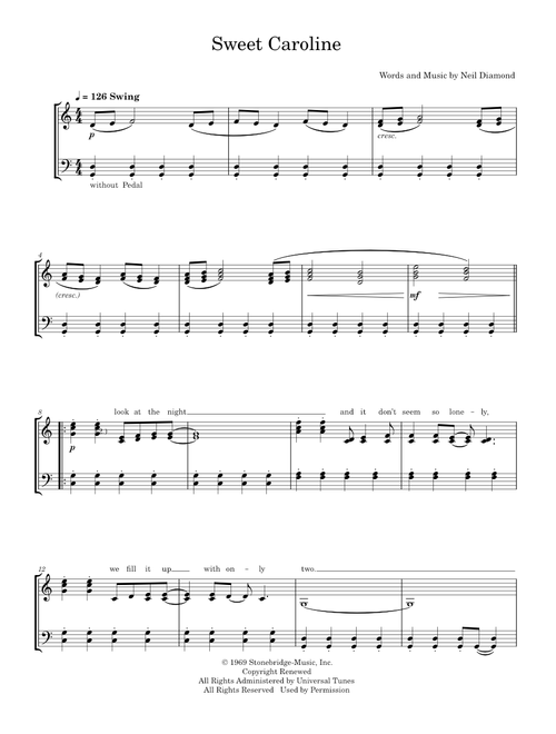 Sweet caroline - Neil Diamond (Piano-Voice-Guitar)