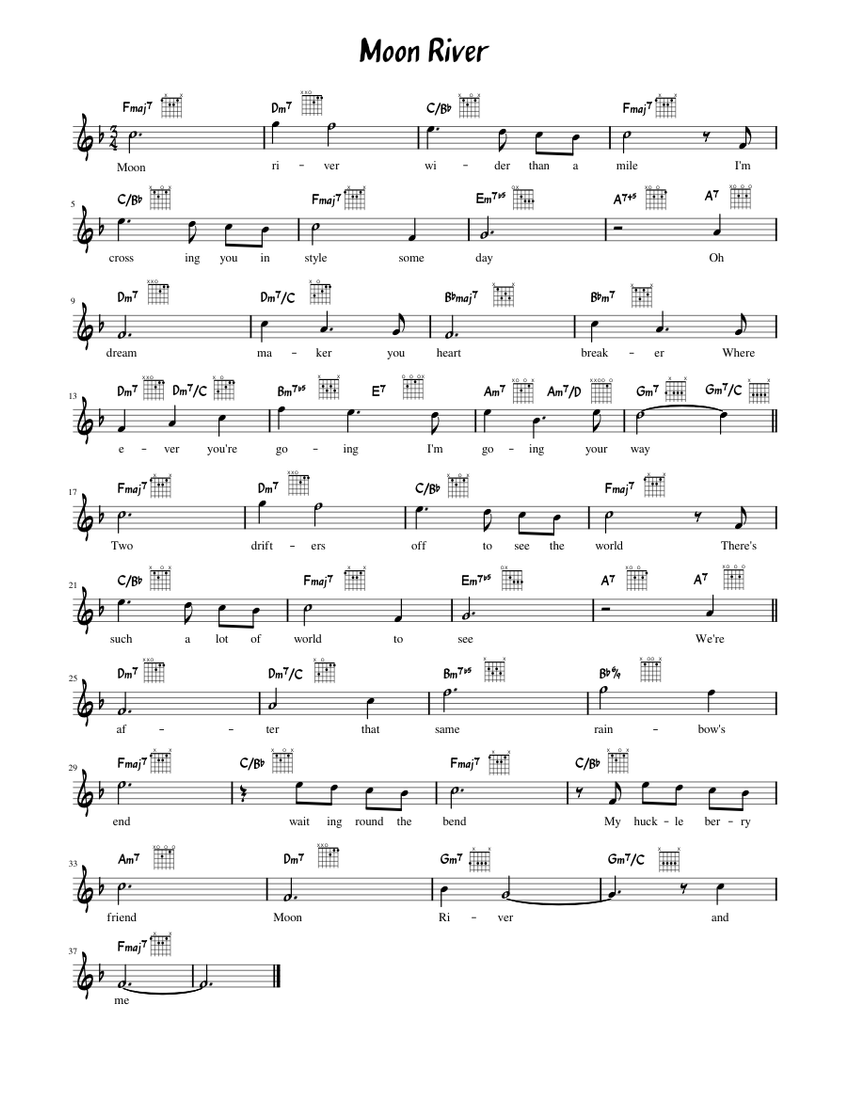 Moon River Sheet music for Piano (Solo) | Musescore.com