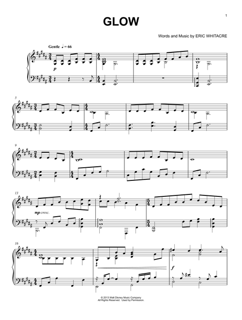 Glow - Eric Whitacre (Piano Solo)
