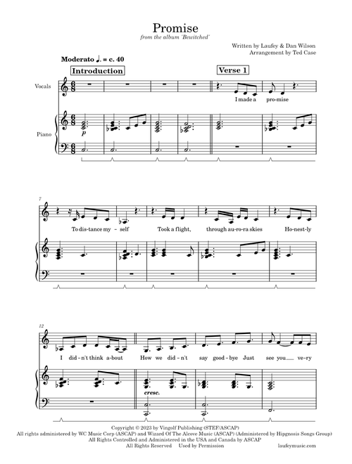 Promise – Laufey 'Bewitched' (Official Piano-Voice Sheet)
