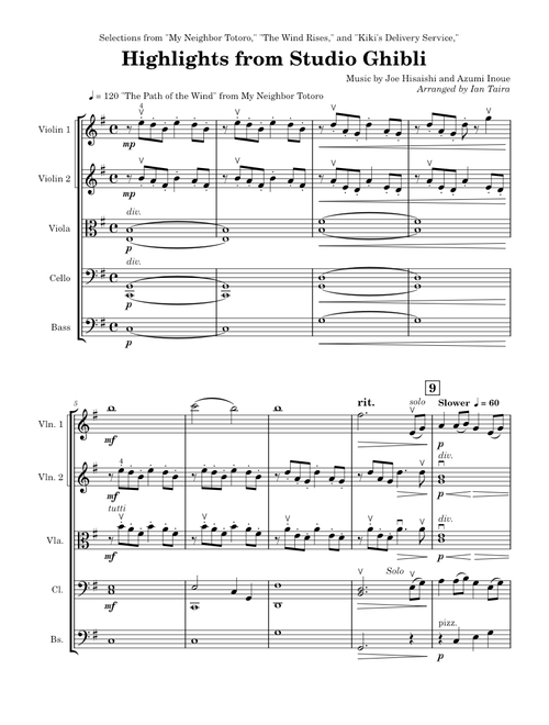 Highlights From Studio Ghibli for String Orchestra