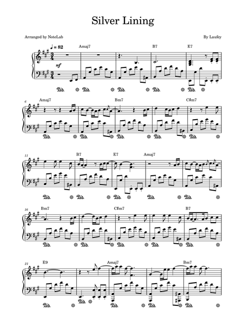 Silver Lining (Arr. NoteLab) - Laufey (Piano Solo)
