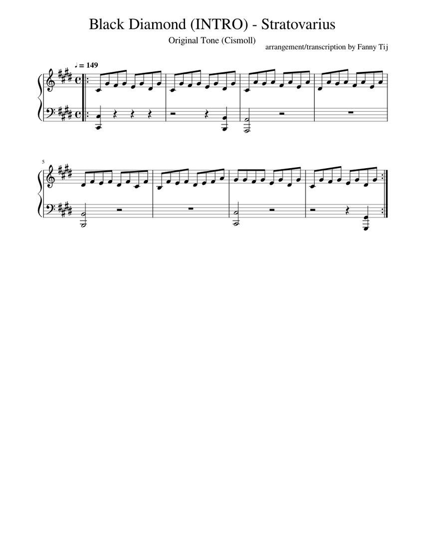 Black Diamond INTRO by Stratovarius (Cismoll/Do#m - Original Tone ...