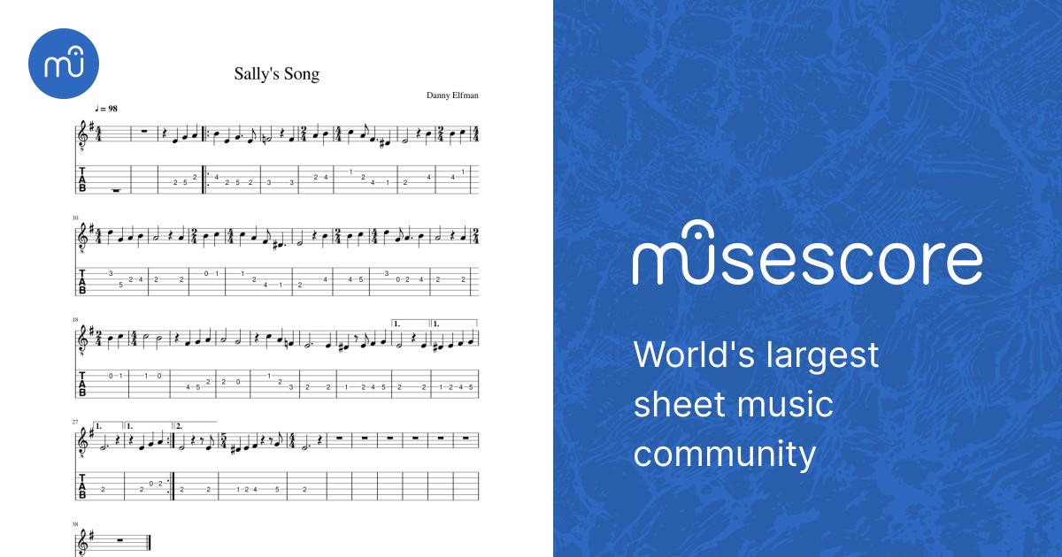 Sally's song for guitar Sheet Music and Tab for Guitar (Solo