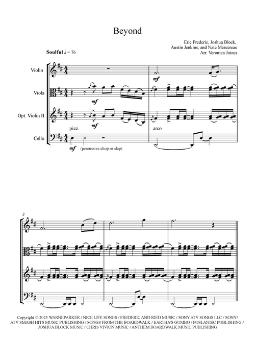 Beyond (Arr. Veronica Joines) - Leon Bridges (String Ensemble)