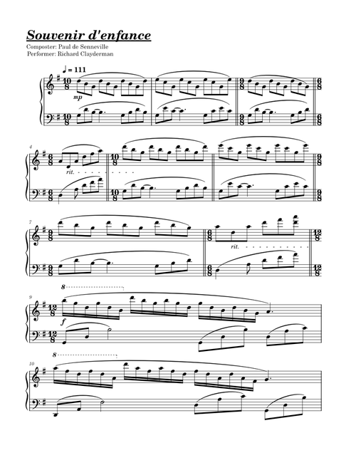 Souvenir d'enfance – Richard Clayderman