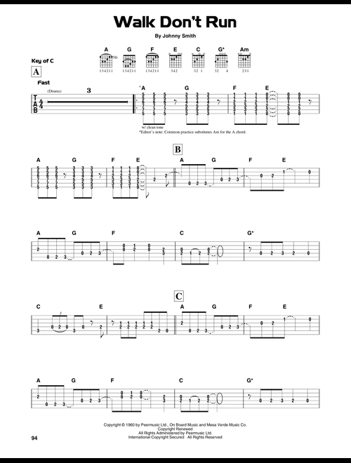 Walk Don't Run - The Ventures (Guitar Lead Sheet)