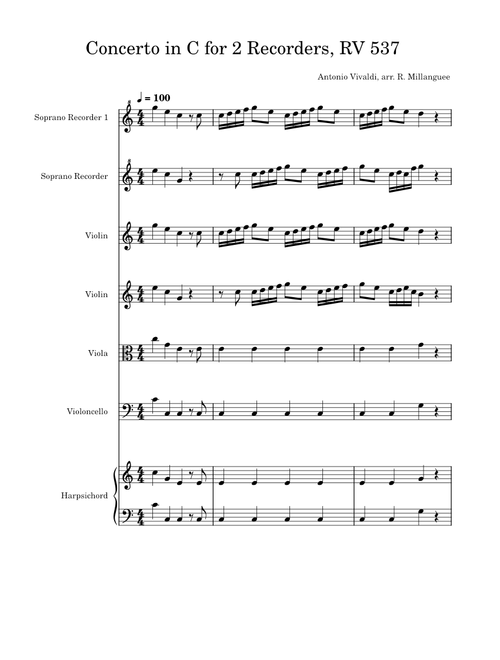 Concerto in C Major for 2 Recorders, RV 537