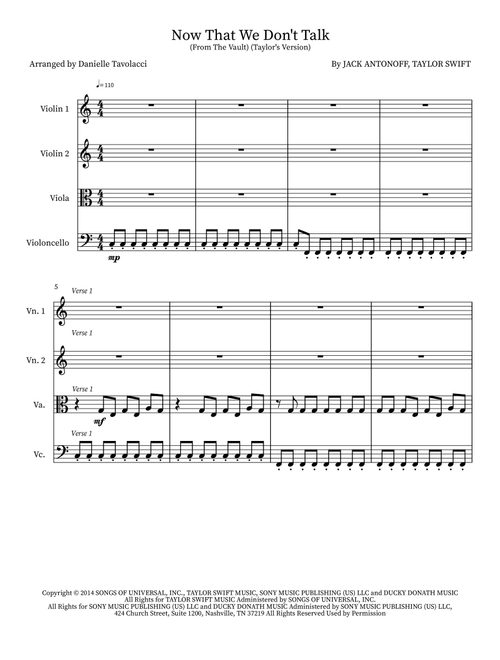 Now That We Don't Talk (Arr. Danielle Tavolacci) - Taylor Swift (Orchestra)