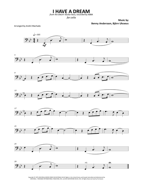I Have A Dream (Arr. André Machado) - ABBA (Cello Solo)