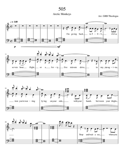 505 Piano Solo (PDF in Description)