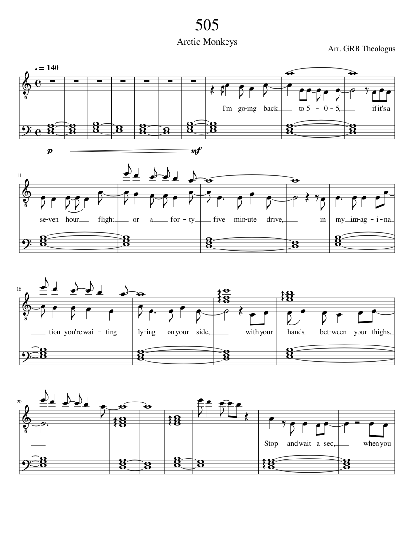 505 Piano Solo (PDF in Description) Sheet music for Piano (Solo