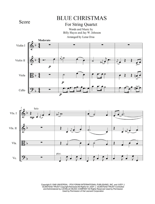 Blue Christmas (Arr. Lena Orsa) - Elvis Presley (String Quartet)