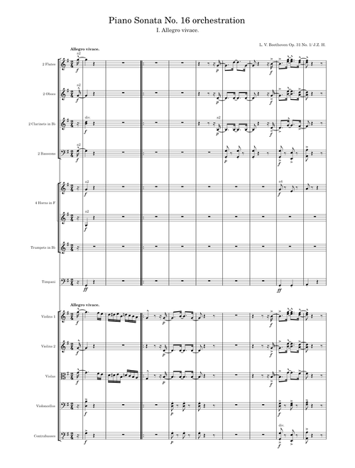 I.Orchestration of Beethoven's Piano Sonata no.16