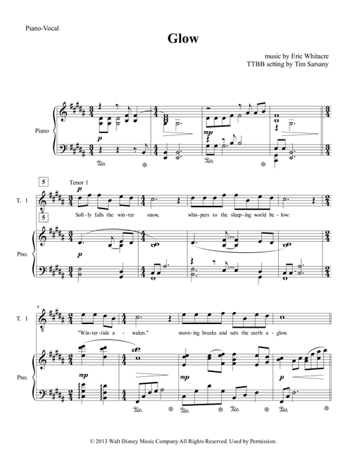 Glow (Arr. Tim Sarsany) - Eric Whitacre (Choral, TTBB)