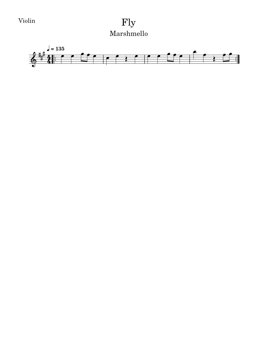 Fly – Marshmello Sheet Music for Violin (Solo) | MuseScore.com