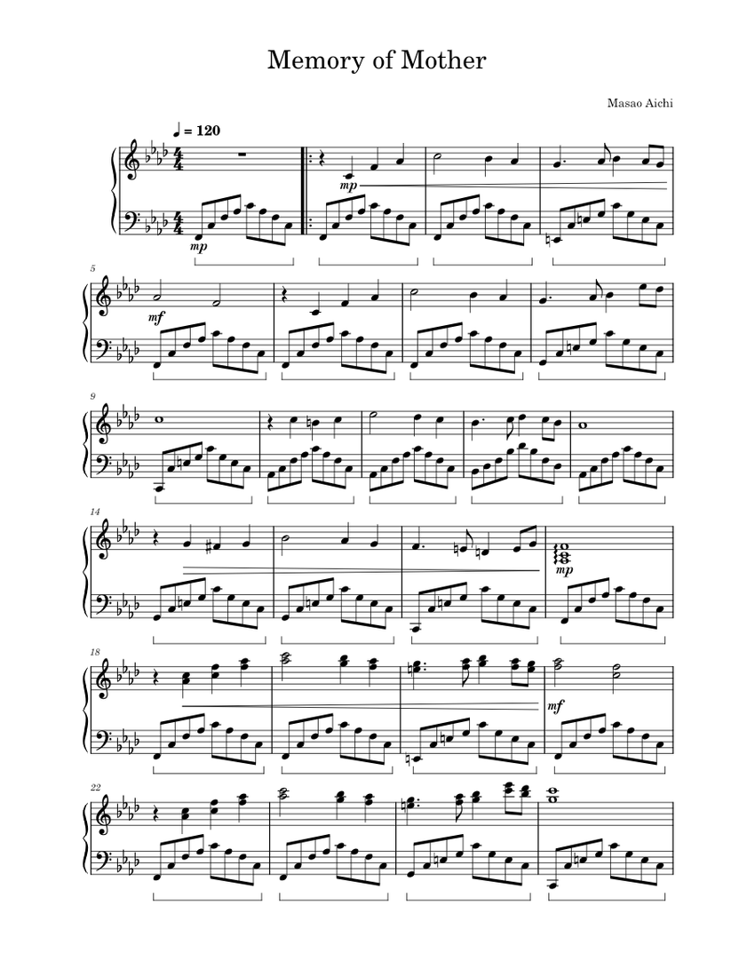 Memory of Mother Sheet music for Piano (Solo) | Musescore.com