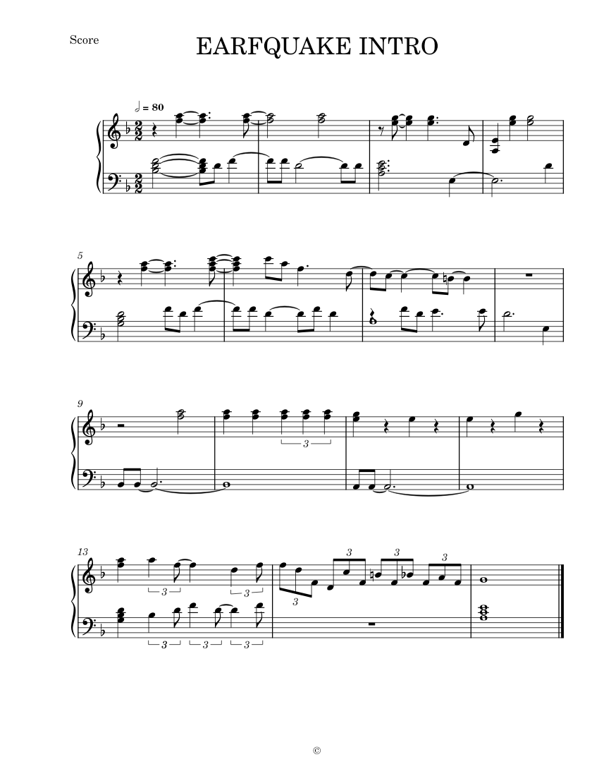 Earfquake Tyler, The Creator EARFQUAKE PIANO INTRO Sheet music for