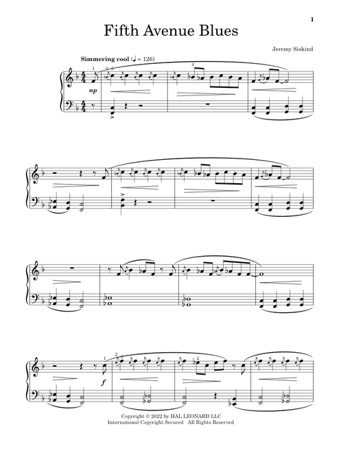 Fifth Avenue Blues - Jeremy Siskind (Educational Piano)