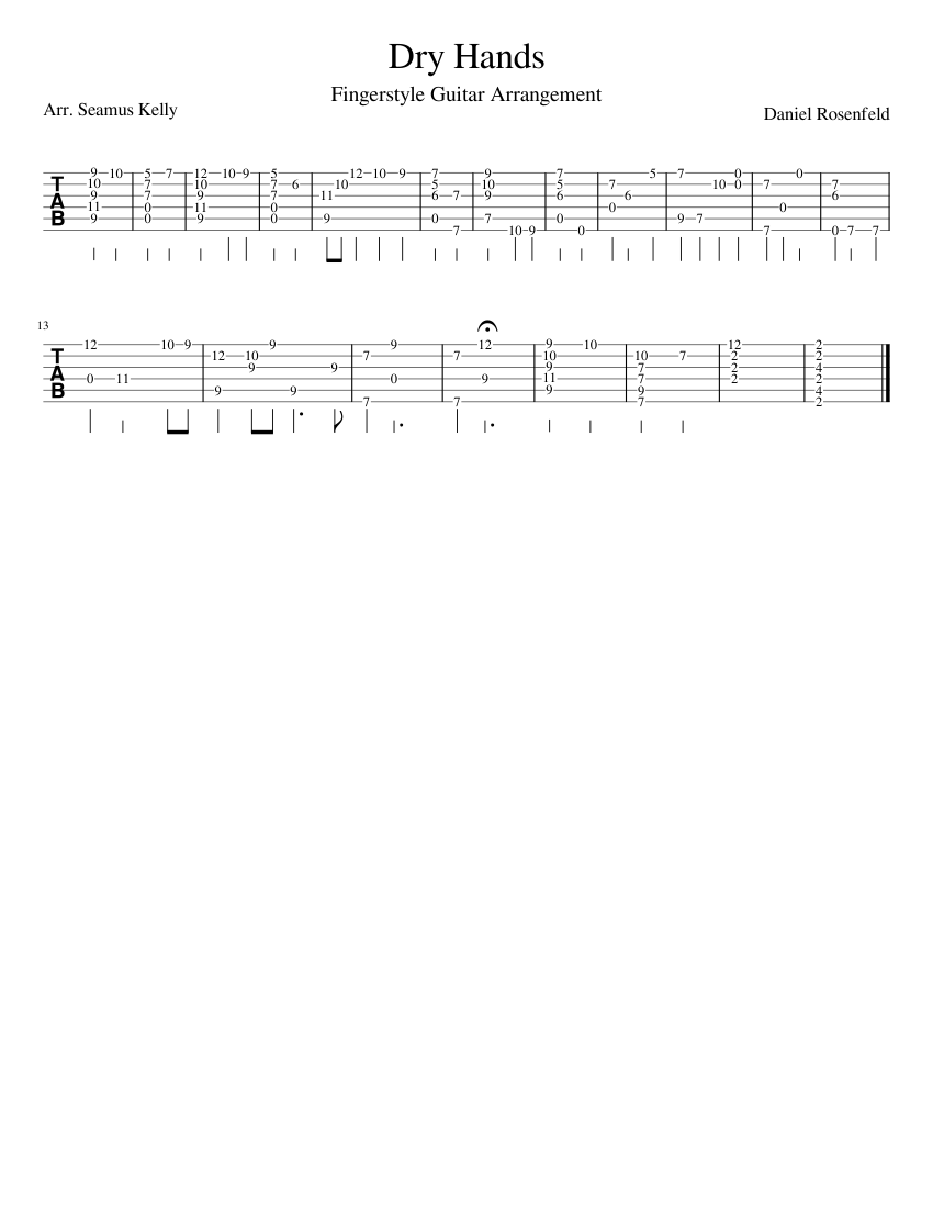 Dry Hands piano tutorial