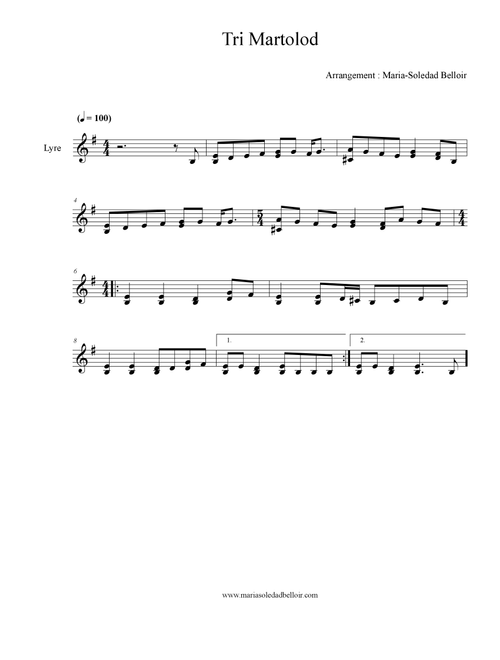 Tri martolod (Arr. Maria-Soledad Belloir) - Traditional (Instrumental Solo)