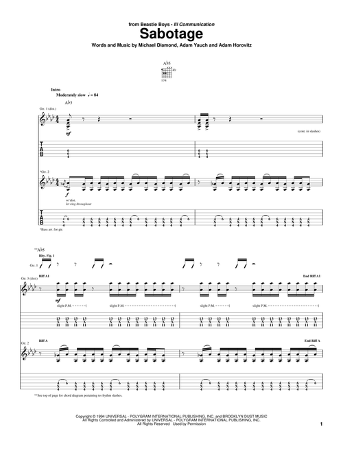 Sabotage - Beastie Boys (Guitar Tab)