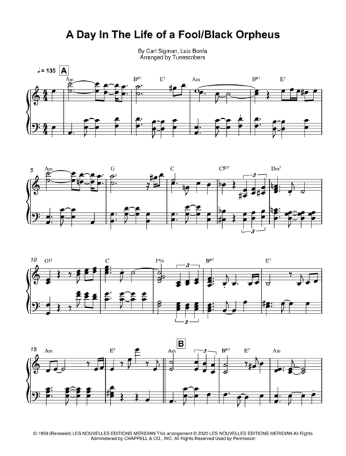 A Day In The Life of a Fool/Black Orpheus (Arr. Tunescribers) - Carl Sigman, Luiz Bonfa (Piano Solo)