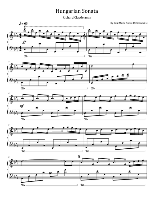 Hungarian Sonata (Arr. poon) - Clayderman Richard (Piano Solo)