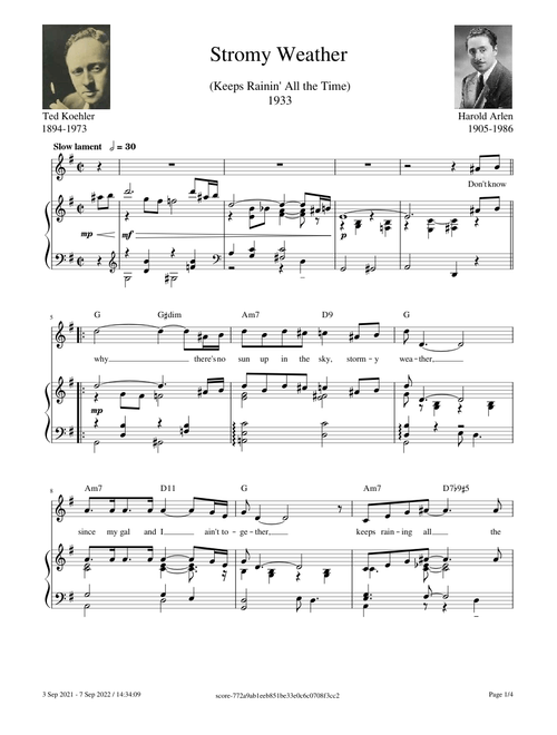 Stormy Weather – Harold Arlen