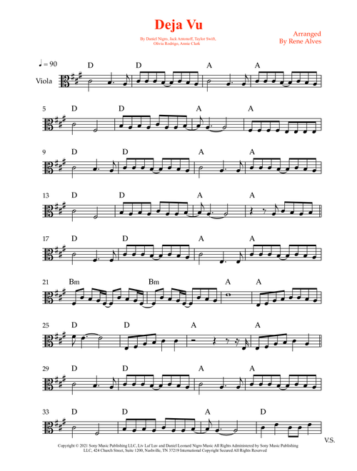 Deja Vu (Arr. Rene Alves) - Olivia Rodrigo (Viola Solo)