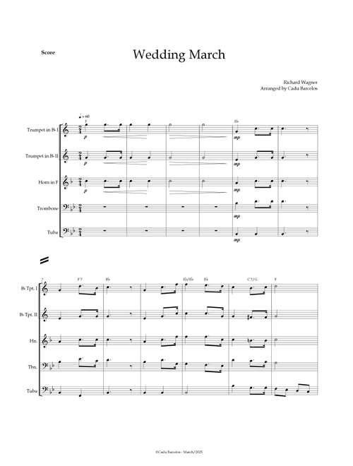 Wedding March (Wagner) Brass Quintet  chords (Arr. Cadu Barcelos) - Richard Wagner (Brass Ensemble)
